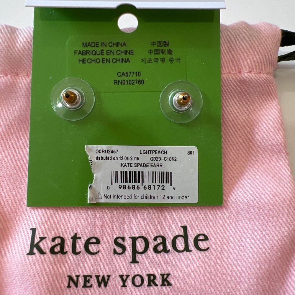 NWT Kate Spade New York Light Peach Stud Earrings - Picture 4 of 4